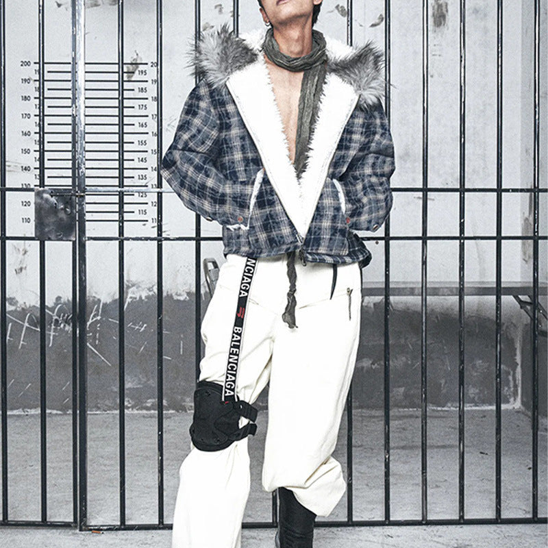 Trend Street Casual Plush Plaid Collar Zip-up Long Sleeve Hooded Sweatshirt