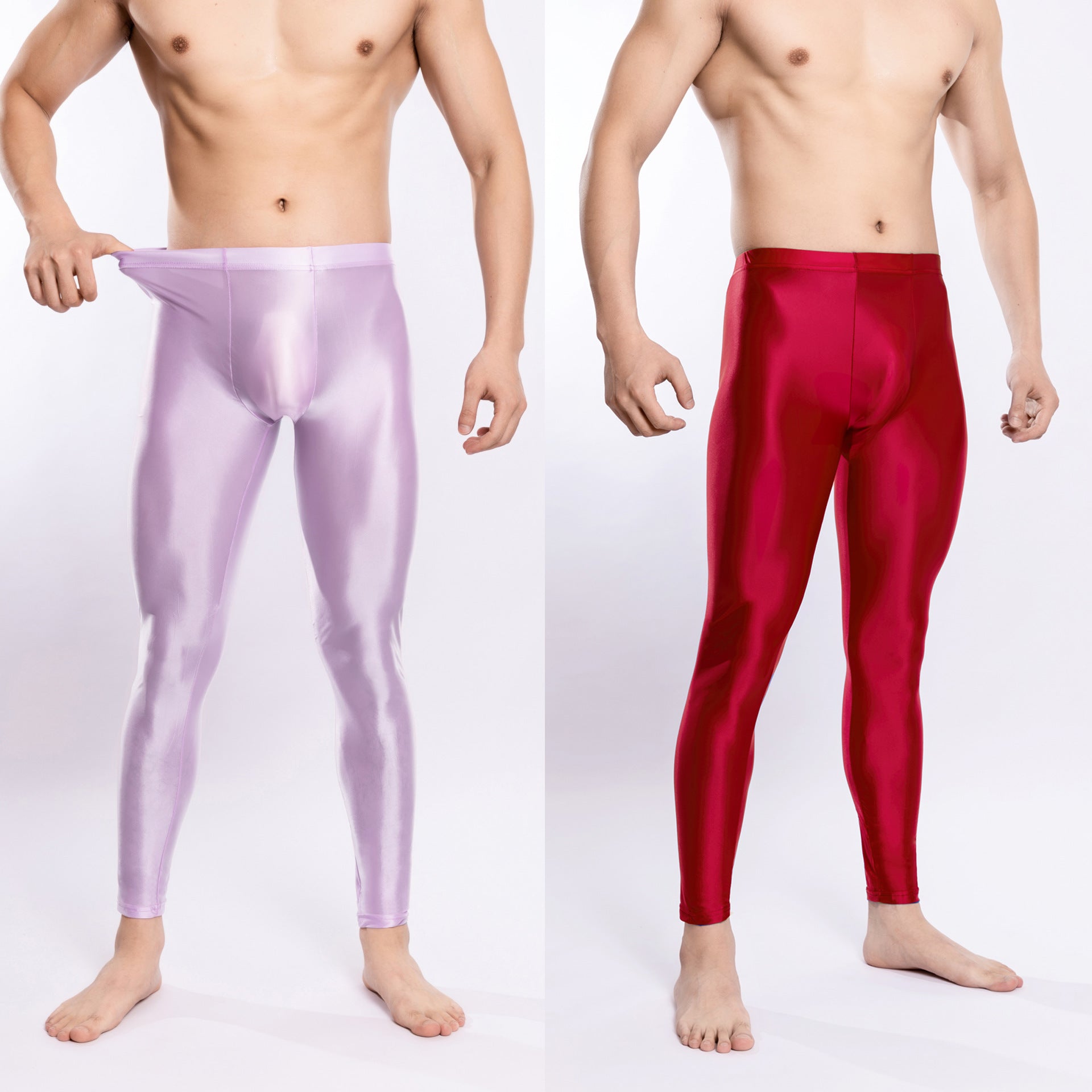 Glossy Silky Bodybuilding Ankle-length Pants