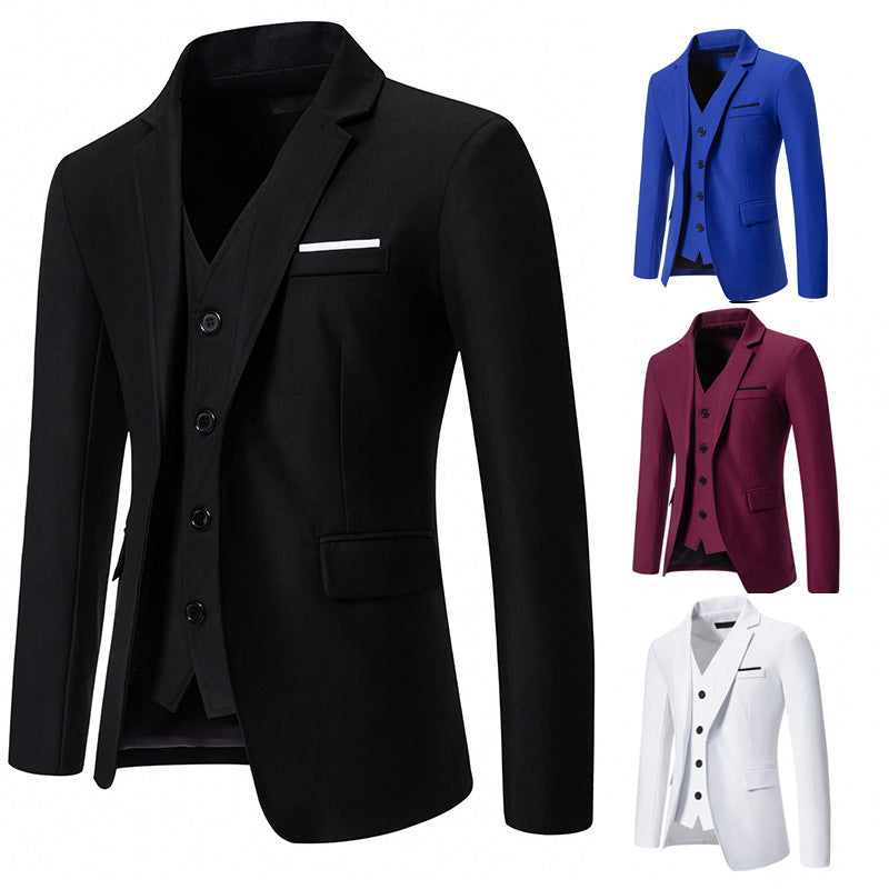 Men's Color Matching Small Suit European And American Fashion Fake Two Pieces Slim Fit Casual Suit Jacket