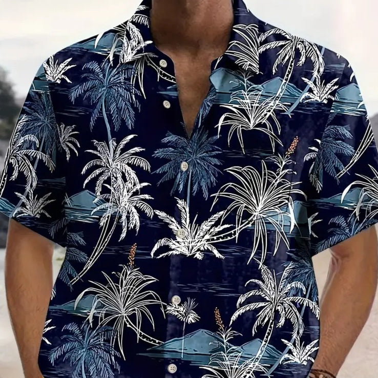 Floral Shirt For Men Cropped Sleeve Quick-Dry Beach Short-Sleeve Floral