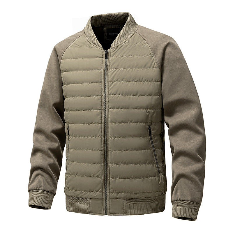 Baseball Collar Color-blocked Cotton-padded Jacket For Men