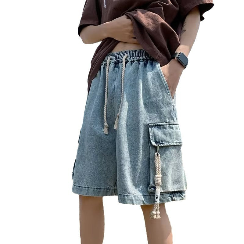 American Retro Workwear Denim Men's Loose Casual Thin Pants