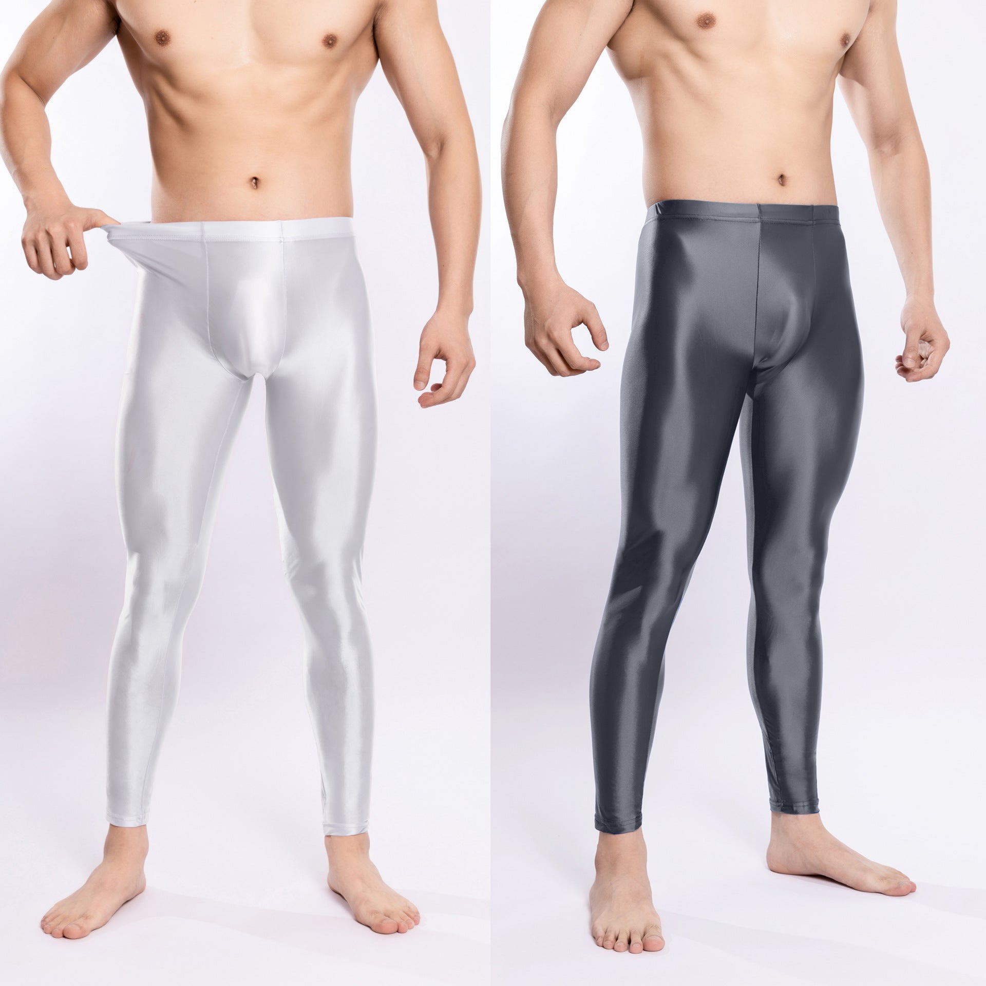 Glossy Silky Bodybuilding Ankle-length Pants