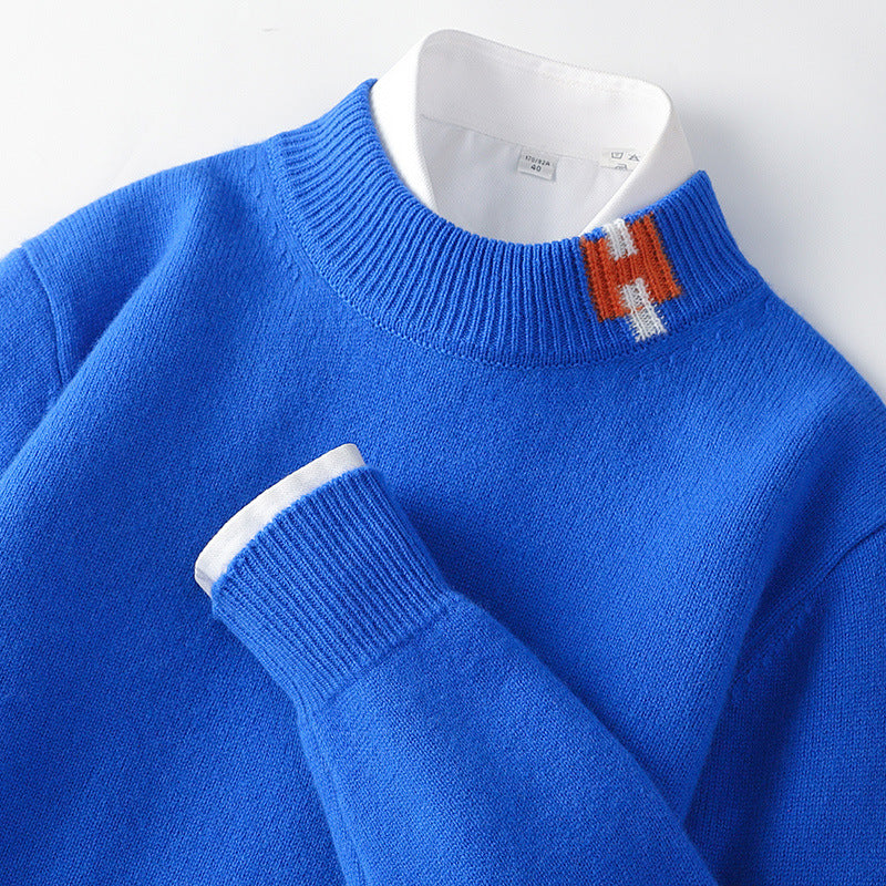 Jacquard Sweater Casual Trendy Knit Oversized Wool Base Shirt