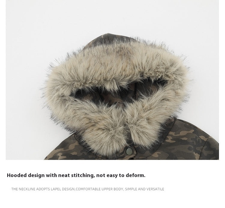 American Retro Camouflage Hooded Cardigan