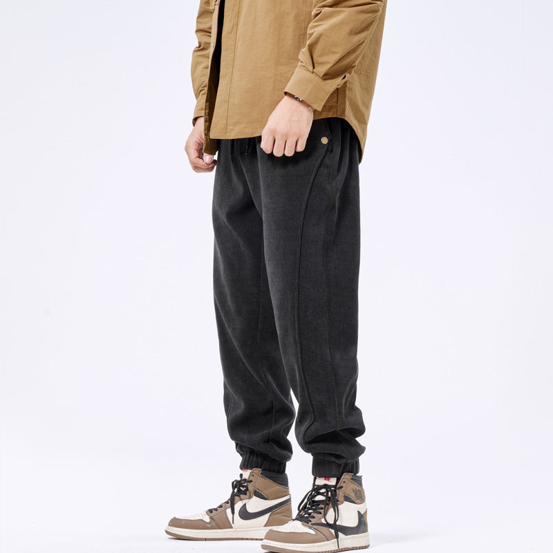 Autumn And Winter Ankle-tied Japanese Corduroy Retro Casual Sports Pants Men