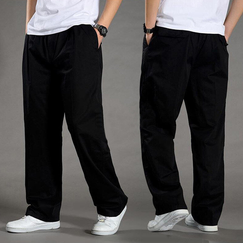 Men's Overalls Cotton Loose Casual Pants Straight Trousers