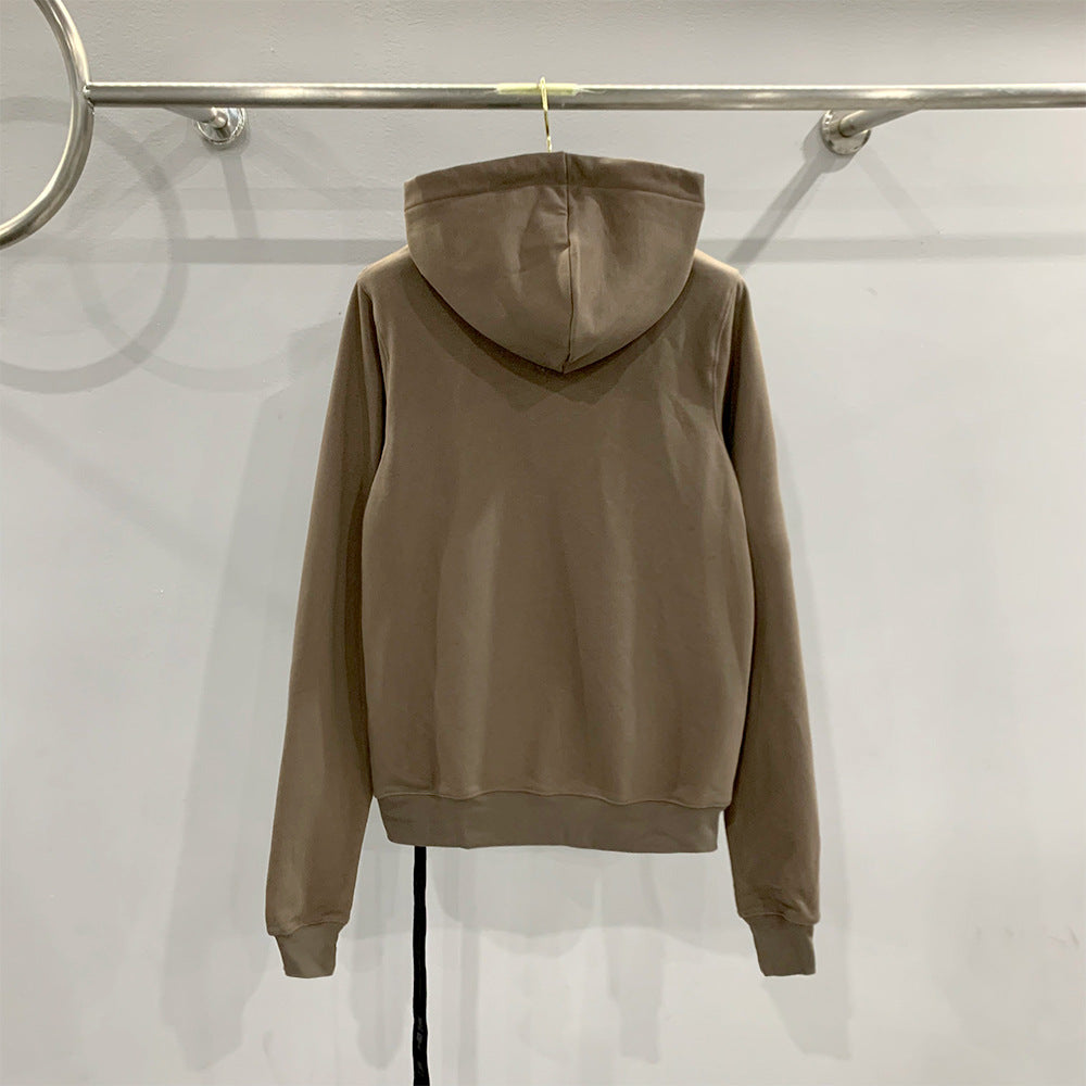 Classic Black Zip-up Hooded Long Sleeve Sweatshirt For Men