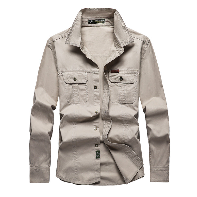 Men's Casual Loose-fit Long-sleeve Work Shirt