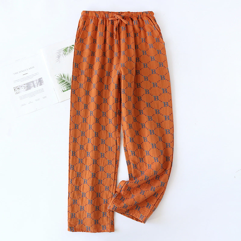 Vintage Jacquard Cotton Men's Yarn-dyed Pajama Pants