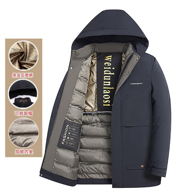 Winter Men's Velvet Thickening Padded Jacket Business Casual Down Cotton-padded Coat