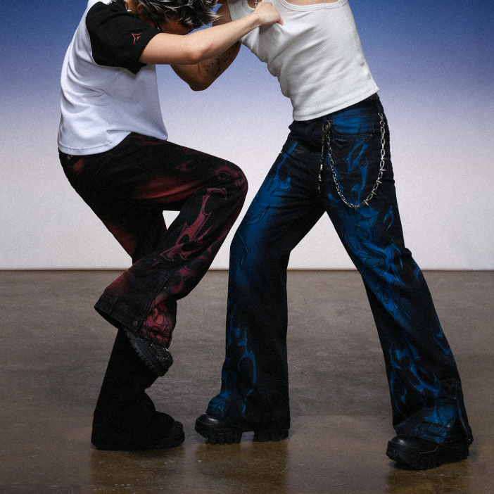 European And American Retro American Style Loose Printed Straight Trend Pants