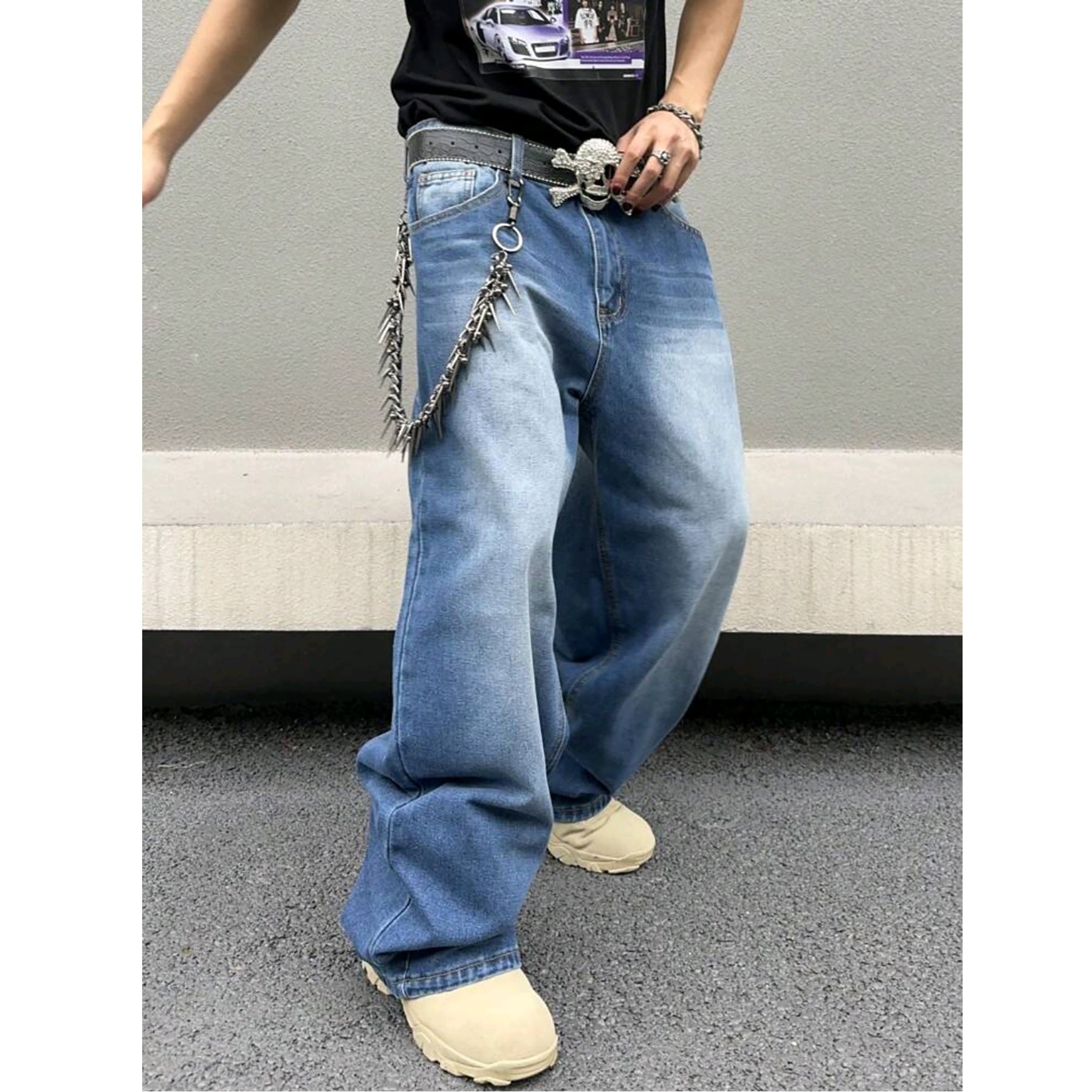 Men's Jeans Autumn And Winter Straight Loose Wash