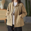 Retro Twill Cotton Large Pocket Single Breasted Loose Casual Top