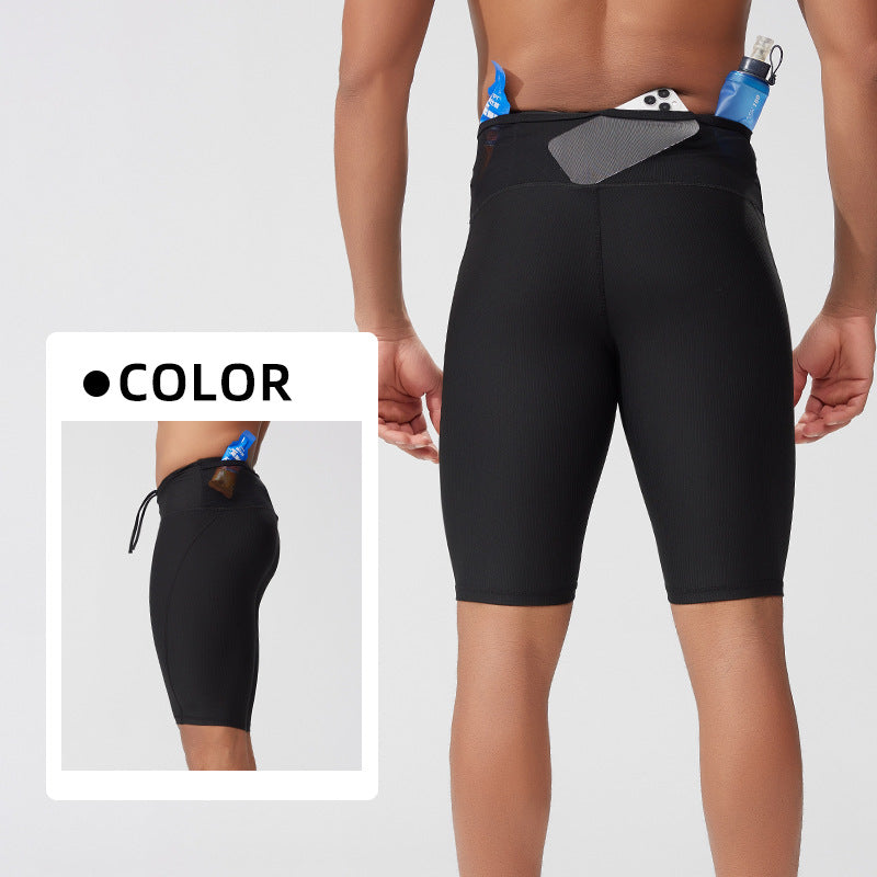 Men's And Women's Same High Elastic Multi-pocket High Waist Compression Shorts