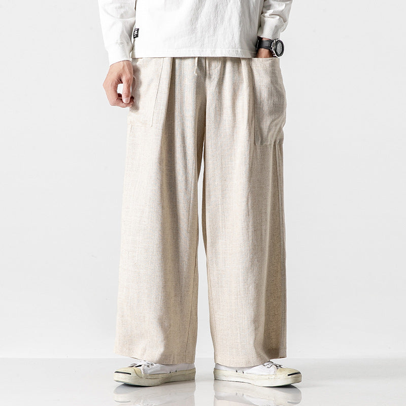 Retro Chinese Style Loose BF Retro Style Wide-Leg Pants