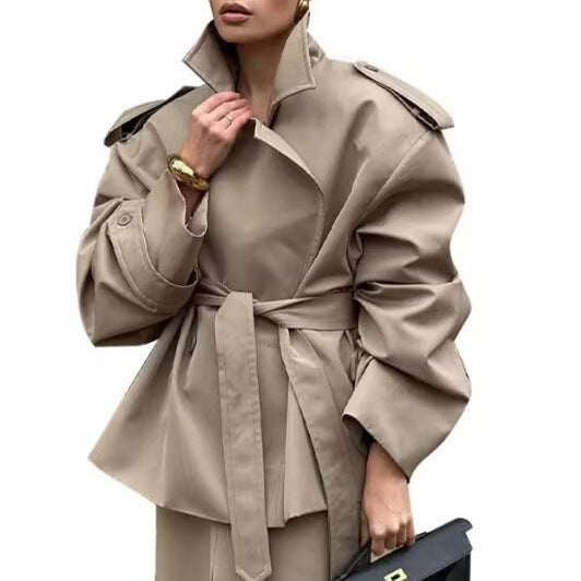 Loose Casual Long Sleeves Short Women's Windbreaker Coat