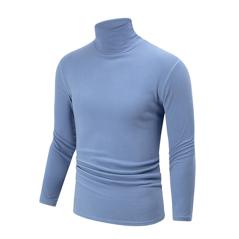 Autumn And Winter Men's Solid Color Versatile High-neck Base Layer Casual Fleece Top