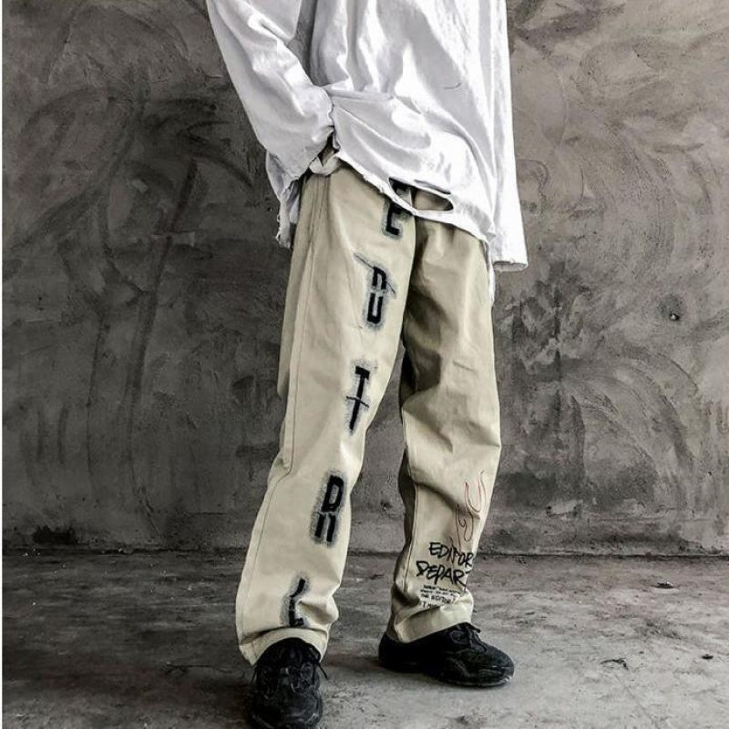 Printed Straight Leg Loose Casual Long Pants
