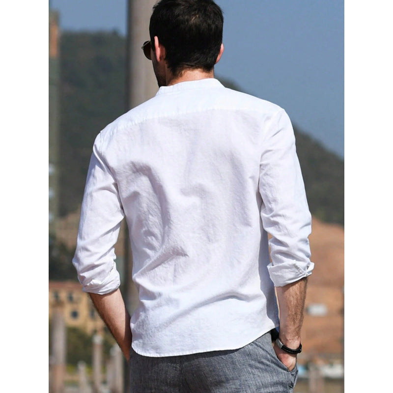 Men's Solid Color Versatile Casual Simple Breathable Long Sleeve