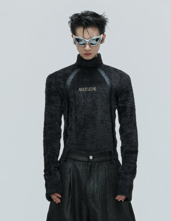 Heavy Deconstruction Anti-marten Fur Plush Bottoming Shirt Slim Fit High Collar Warm Top