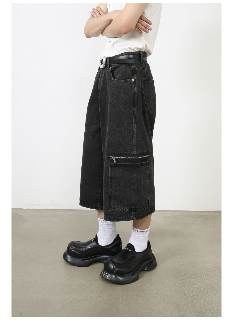 Workwear Denim Shorts New Loose Street Personalized Cropped Pants