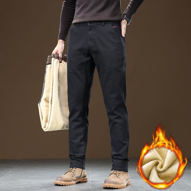 Men's Fleece-lined Slim Fit Tapered Casual Pants