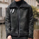 Youth Biker's Leather Jacket Lamb Wool Coat