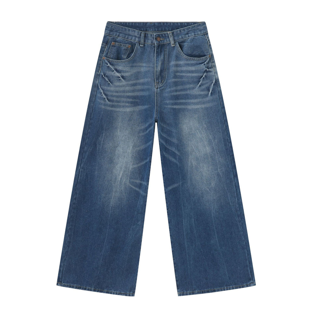 Retro Washed Jeans Loose Straight Wide Leg Pants