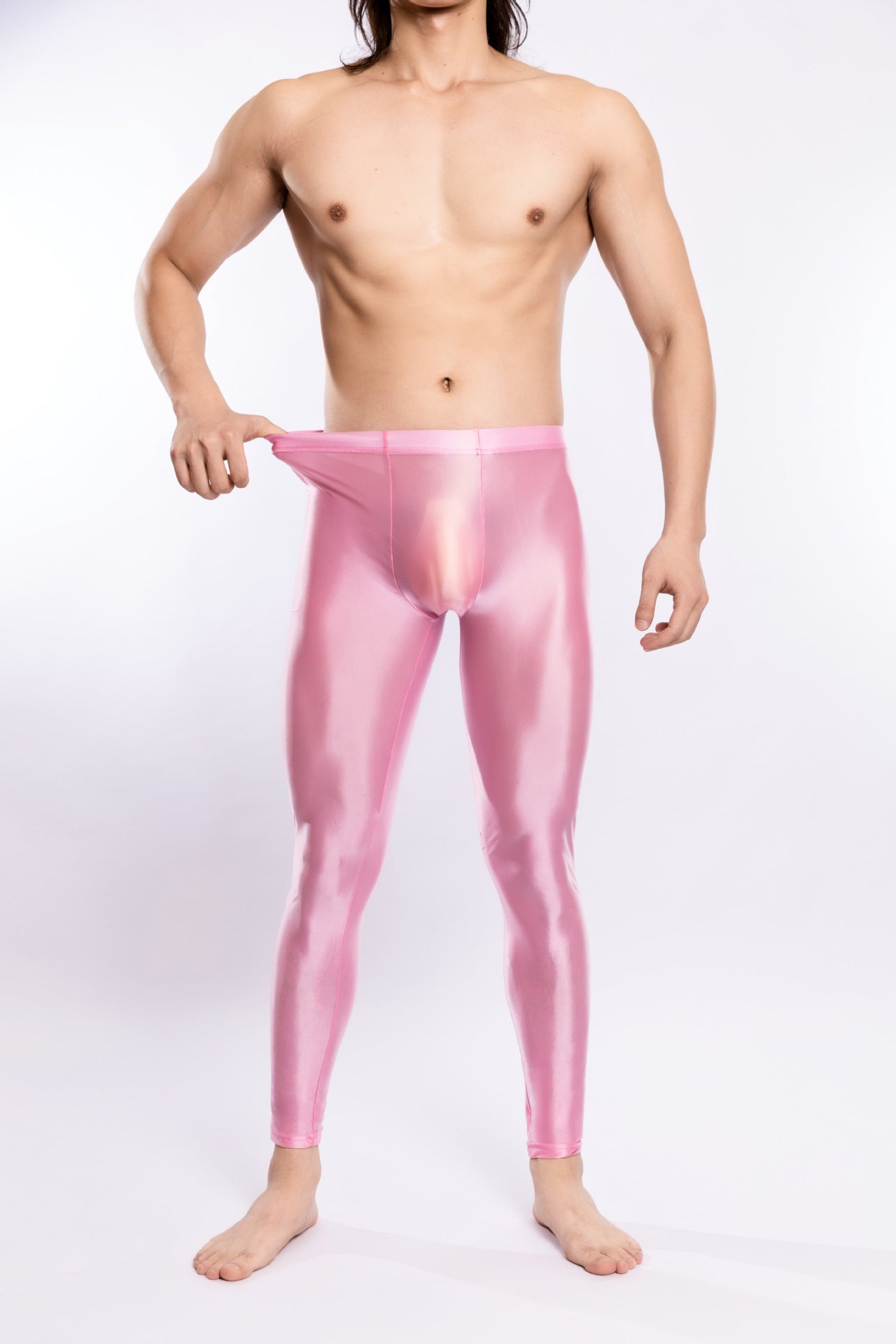 Glossy Silky Bodybuilding Ankle-length Pants