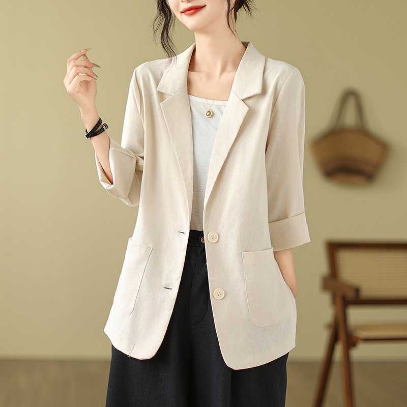 Artistic Retro Solid Color Loose-fitting Versatile Suit Top