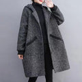 Winter Korean Style Loose Hooded Women's Mid-length Velvet Padded Thickened Coat