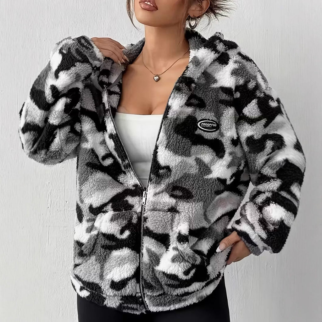 European And American Autumn And Winter Plush Camouflage Warm Jacket