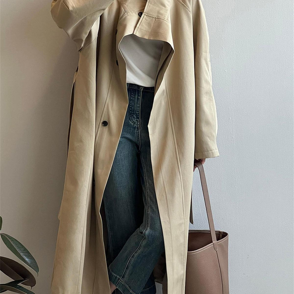 Women's Stand Collar Mid-length Trench Coat