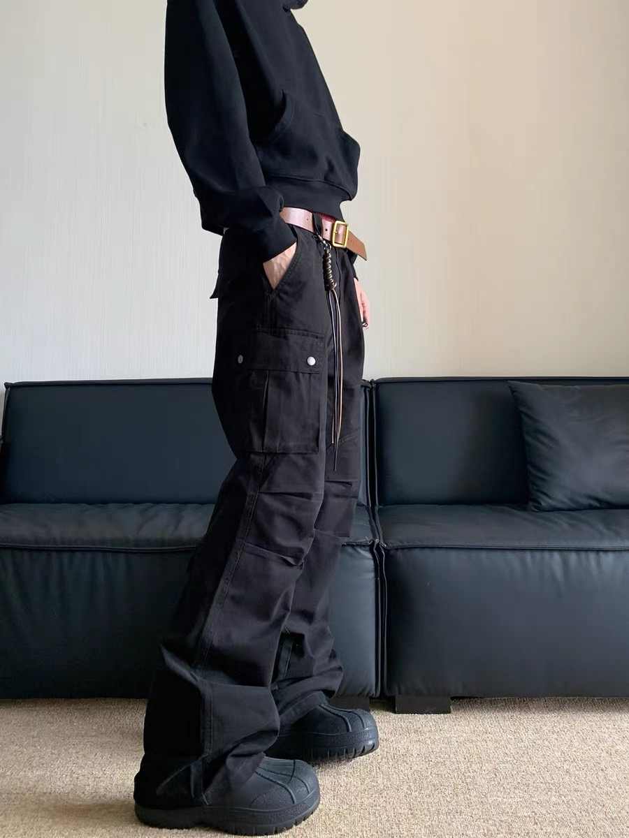 Retro Multi-pocket Cargo Pants Men's Straight Casual Paratrooper Pants