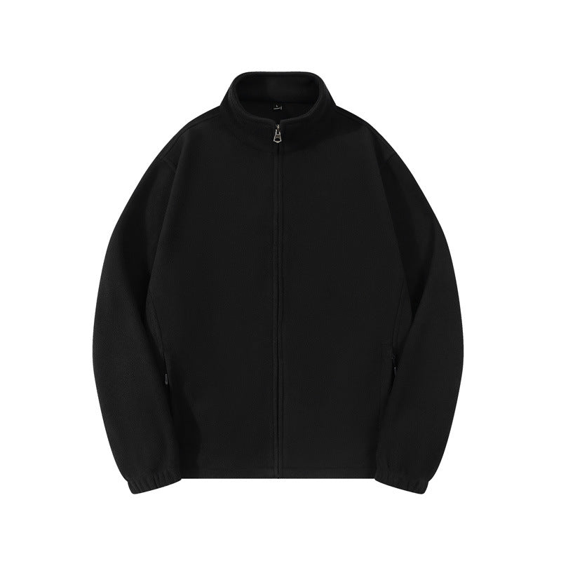 Autumn And Winter Double-sided Fleece Stand-up Collar Zipper Sweatshirt For Men