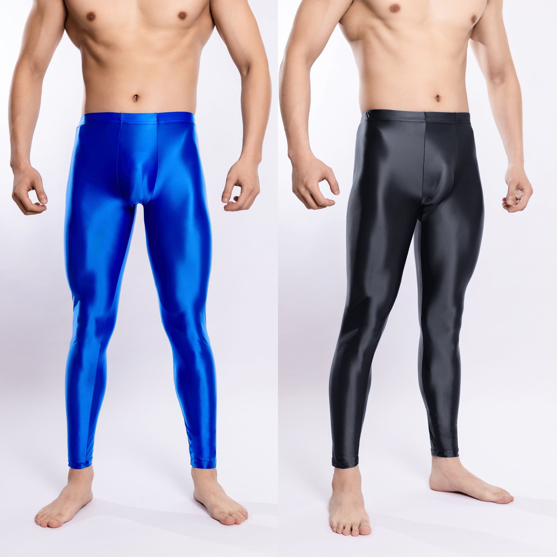 Glossy Silky Bodybuilding Ankle-length Pants