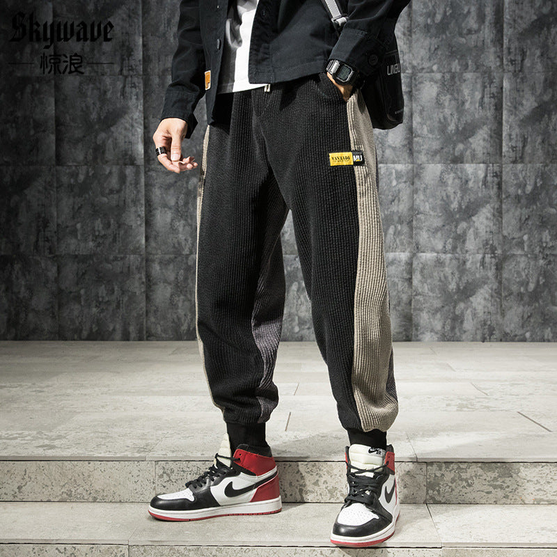 Plus velvet thick casual pants men's loose plus size