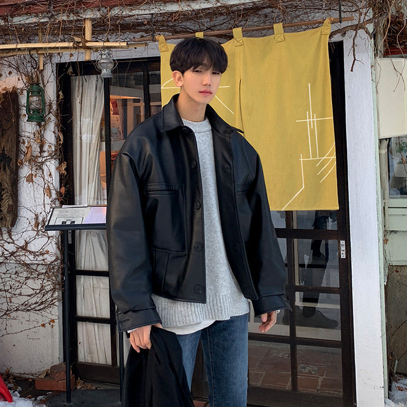Men's Loose And Warm Leather Jacket