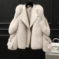 One-piece Fur Motorcycle Coat Long Wool Coat
