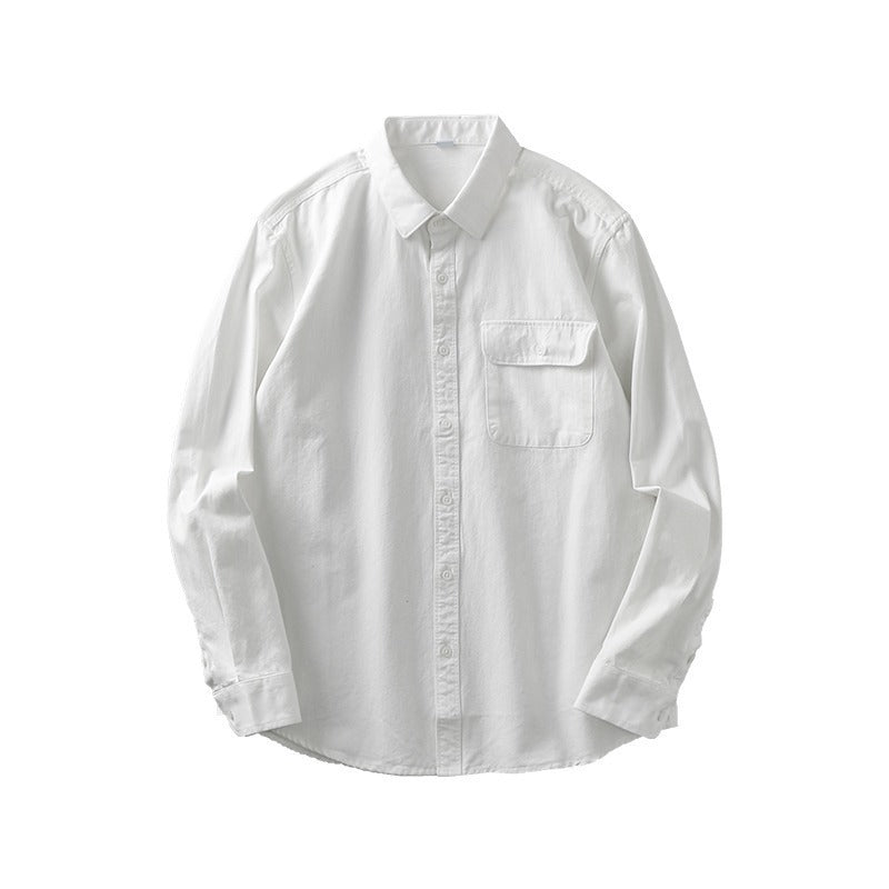 Men's Pocketed High-End Cotton White Shirt