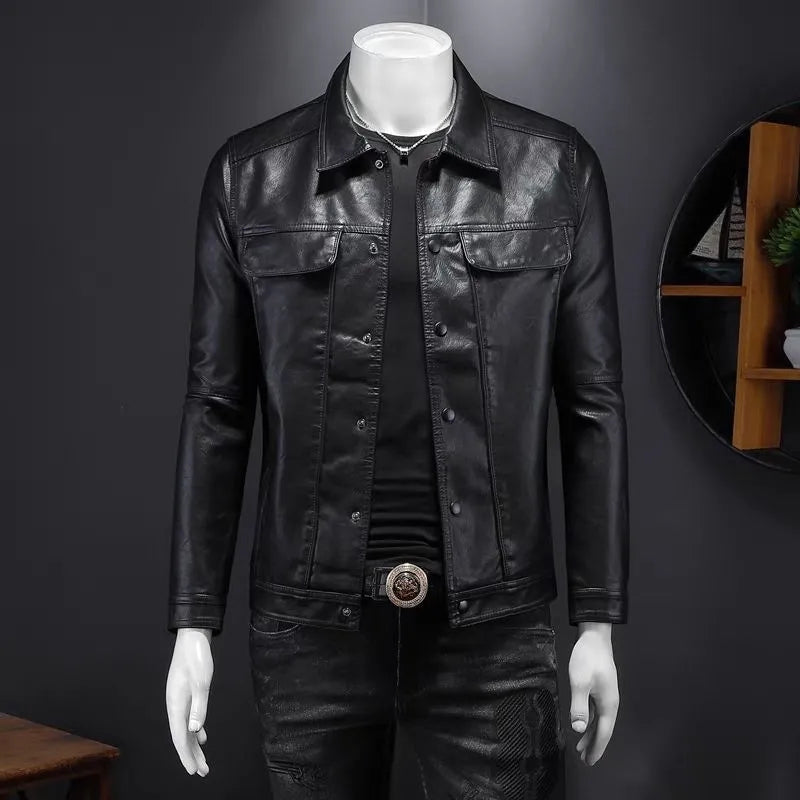 Male Premium Leather Utility Jacket
