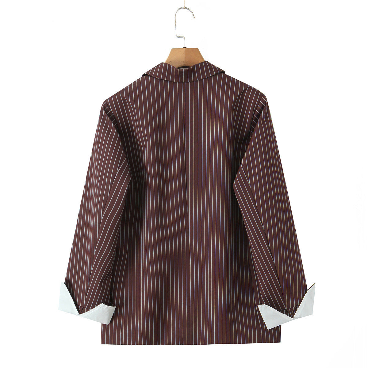 Versatile Elegant Brown Striped Loose Suit Jacket