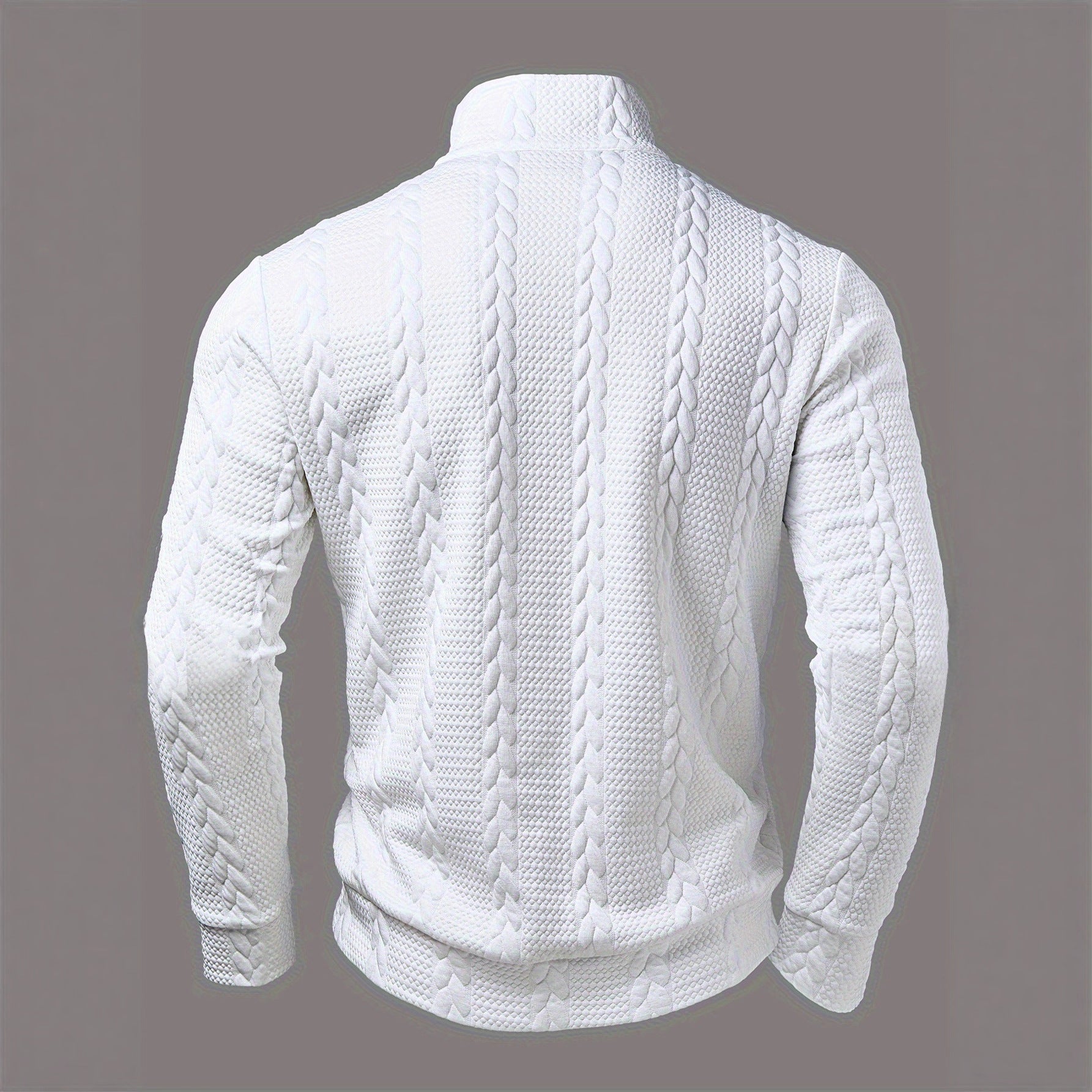 European And American AutumnWinter Casual Textured Fabric Zippered Crew Neck Long-Sleeve Shirt