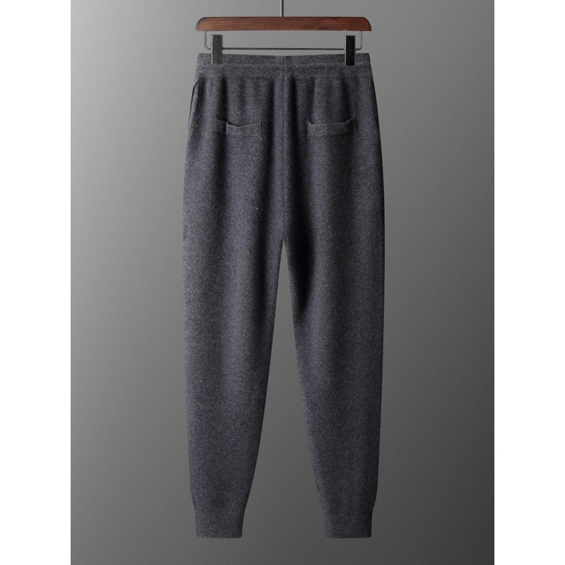 Men's Wool Mid-Seam Knitted Warm Cuffed Pants For Spring And Autumn Business Casual Wear