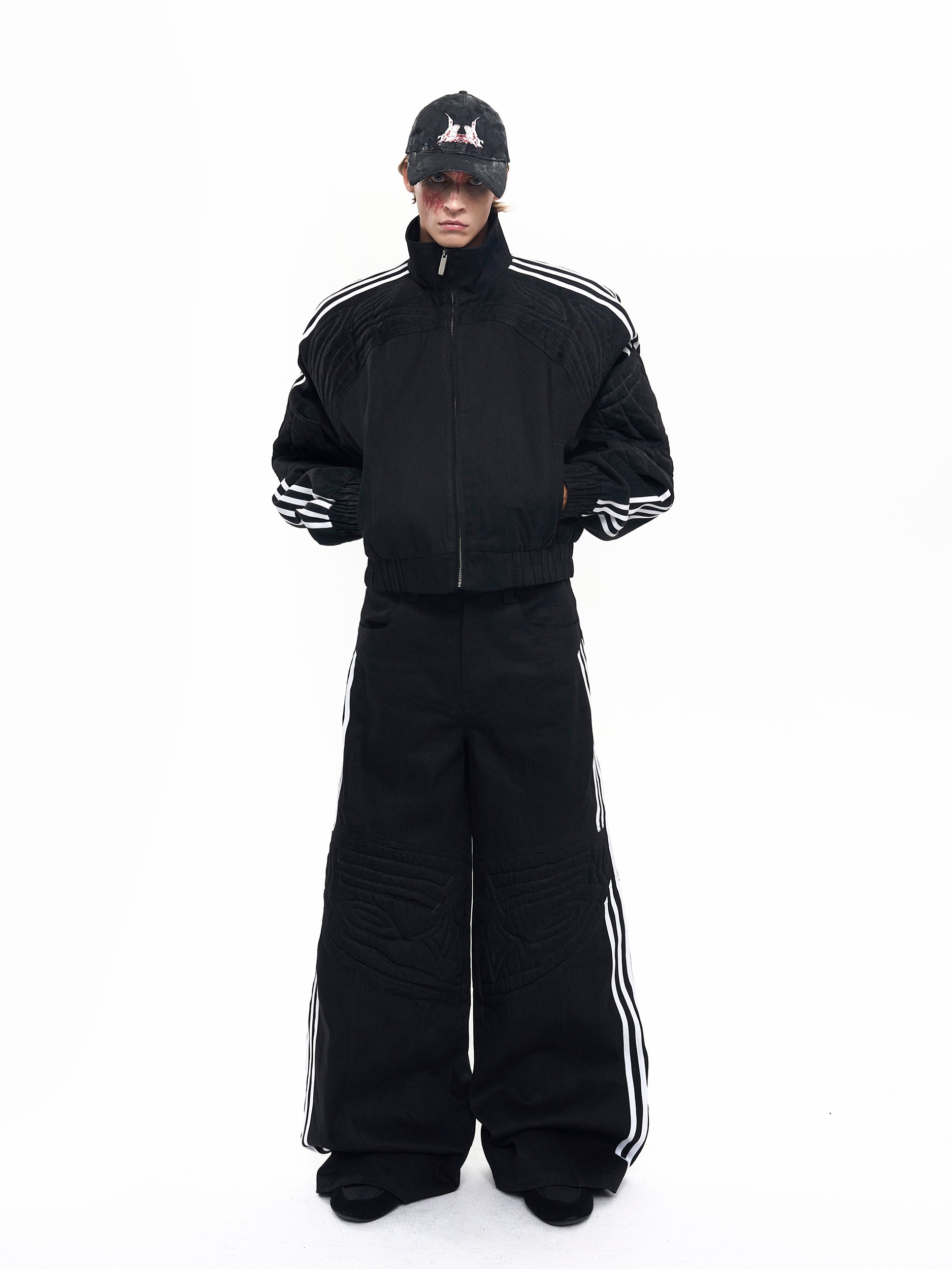 Men's Early Autumn Patchwork Stand-up Collar Cardigan Top Jacket