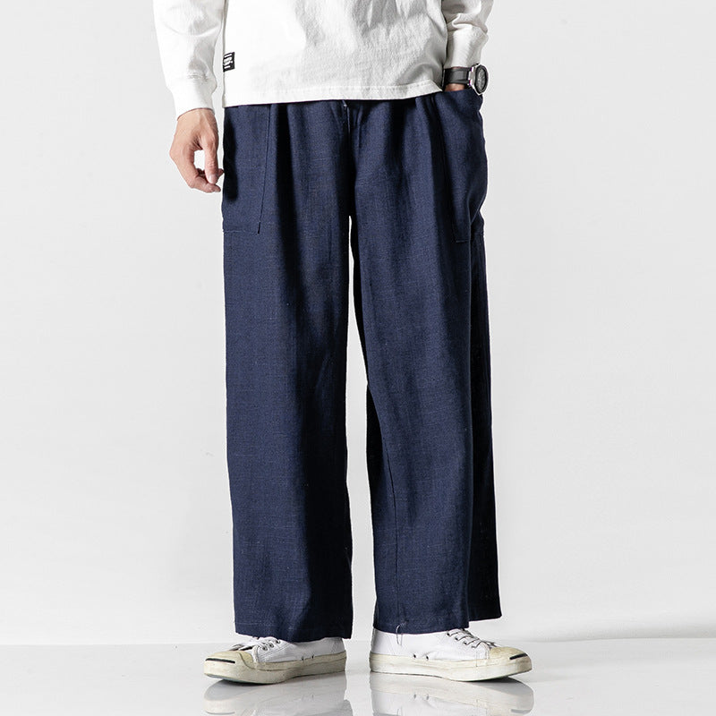 Retro Chinese Style Loose BF Retro Style Wide-Leg Pants