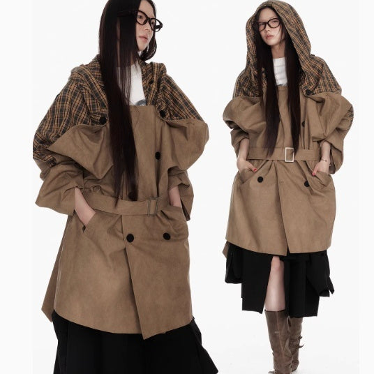 Hooded Patchwork Windbreaker Jacket For Women