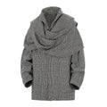 Double-shoulder Scarf Woolen Coat Men's Loose Casual Houndstooth Top Fashion