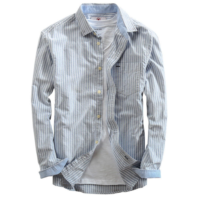 Loose-fitting, Minimalist Striped Shirt With A Turn-down Collar